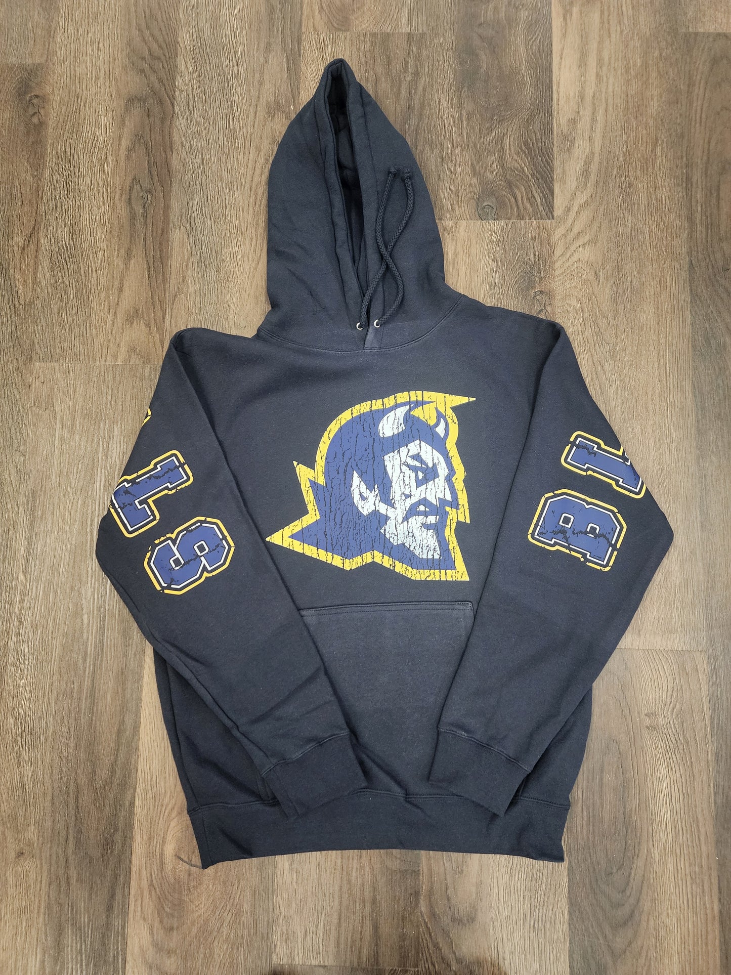 Mt. Lebanon Blue Devils Big Print Distressed Hoodie / Crewneck