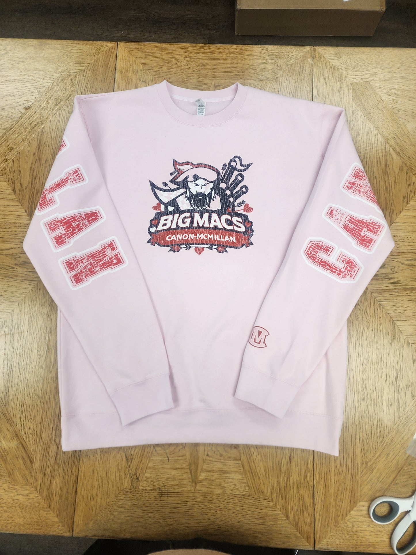 Canon Mac Big Print Distressed Valentine's Day Crewneck Sweatshirt