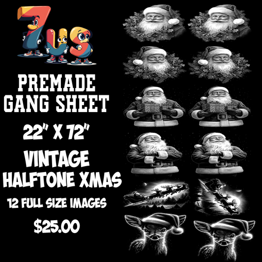 22 x 72 Vintage Christmas Premade Gang Sheet